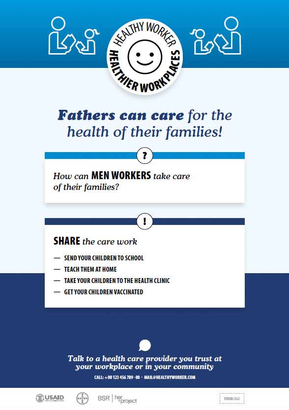 "FATHERS CAN CARE FOR THE HEALTH OF THEIR FAMILIES! - SHARE THE CARE WORK"